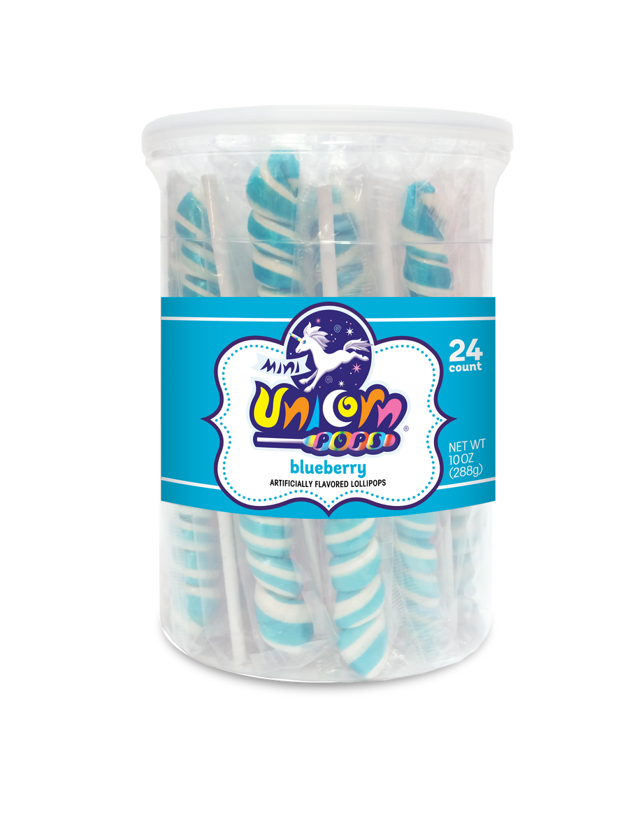Adams & Brooks Mini Unicorn bubble gum jars, Light Blue, 10 oz box, Mexico