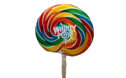 Adams & Brooks rainbow whirly pop, 4-inch 3 oz swirl lollipop, made in USA