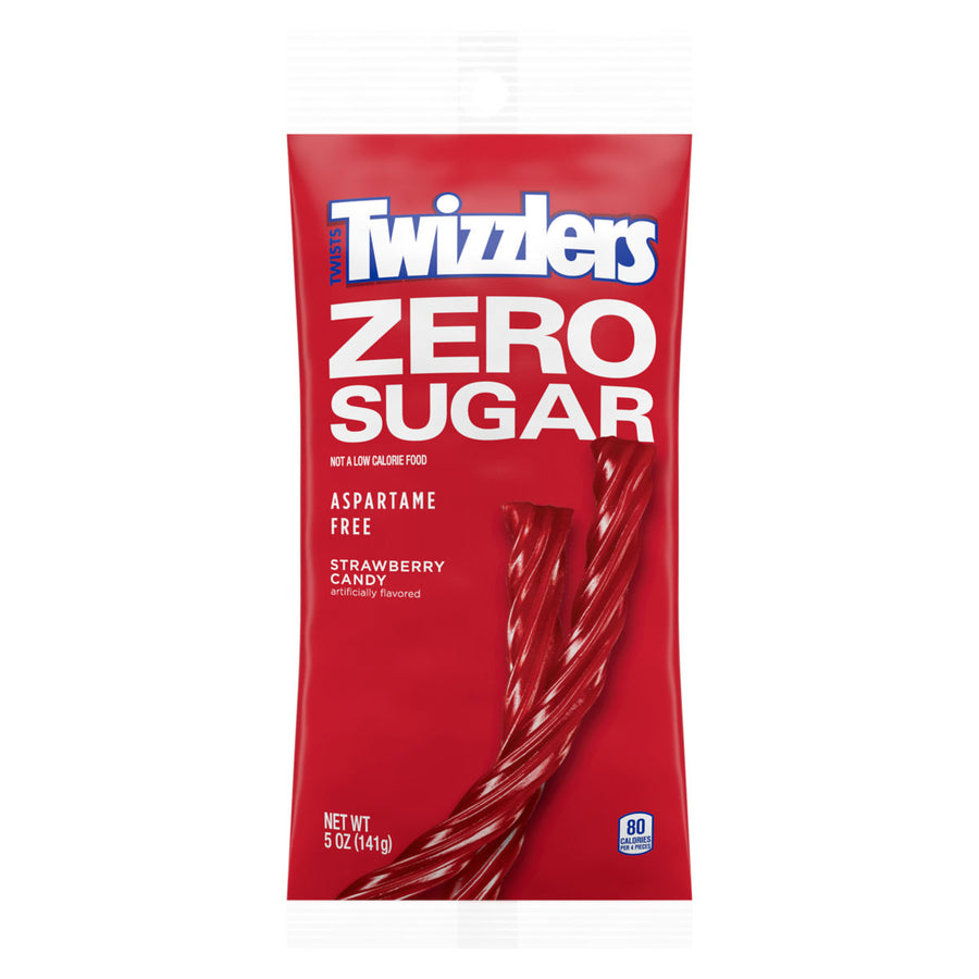 Twizzlers Zero Sugar Strawberry Twists Peg Bag, 5 oz (142 g), made in USA