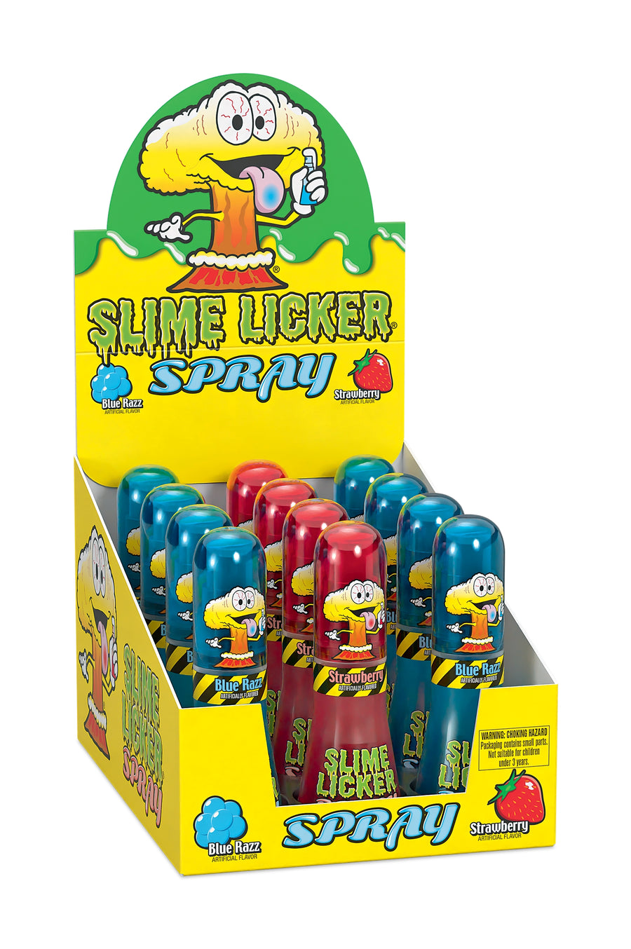 Toxic Waste Slime Licker Spray Blue Razz and Strawberry novelty candy, .95 fl oz, made in Pakistan