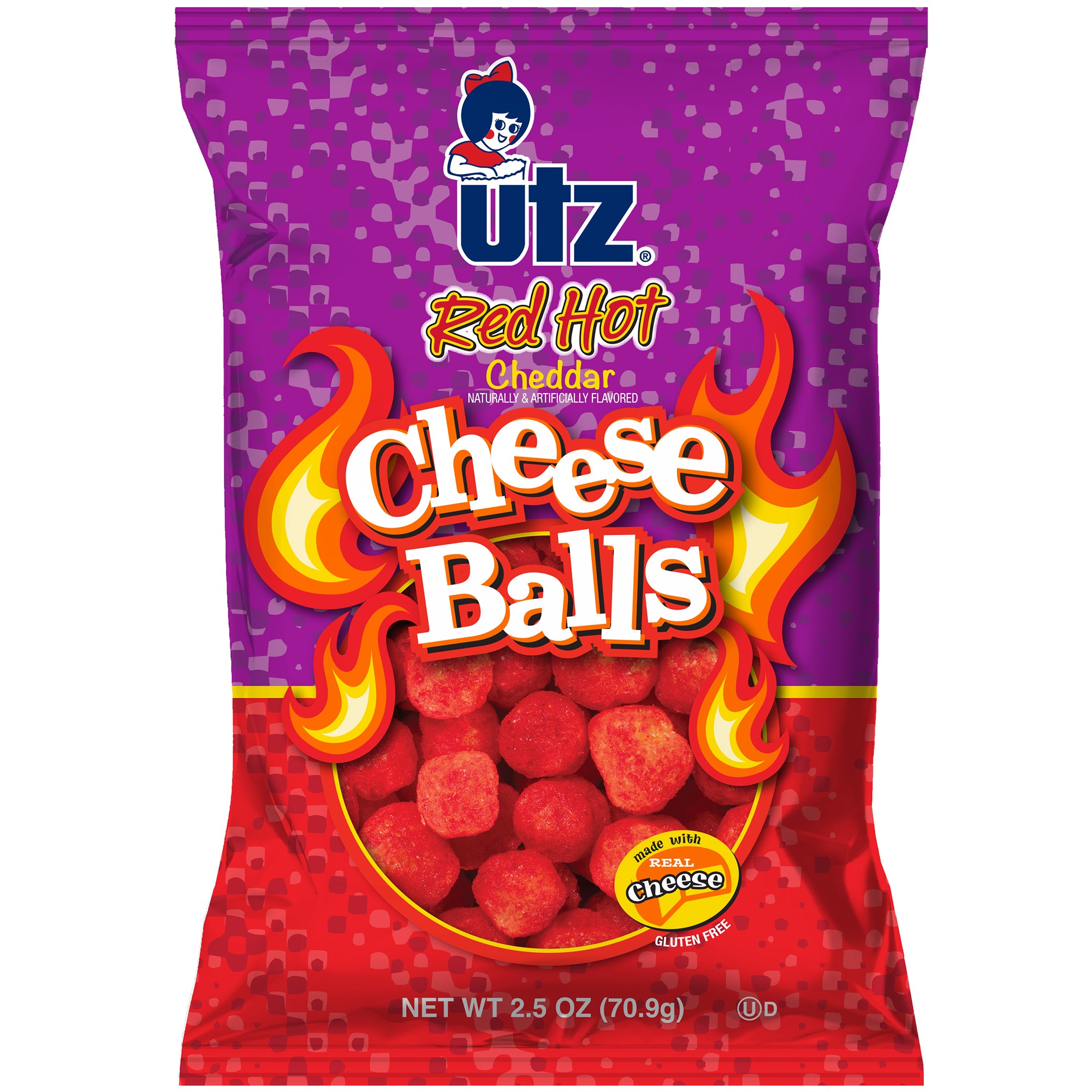 utz hot cheeseballs, 2.5 oz, made in the USA