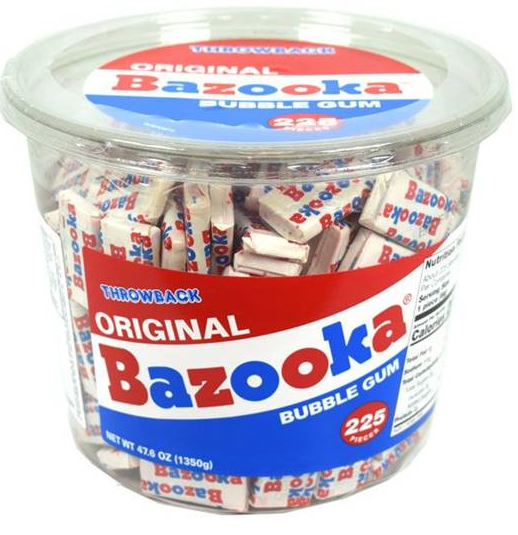Bazooka Original Gum Tub bubble gum, 47.6 oz, made in Tunisia