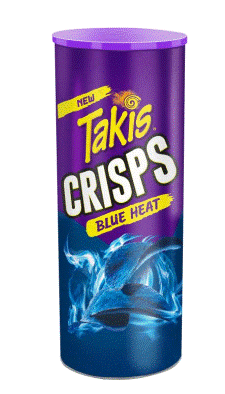 takis crisps can blue heat, 5.5 oz, made in Mexico