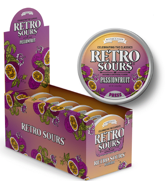 Iconic Retro Sours Passionfruit, 2.12 oz (60 g), made in China