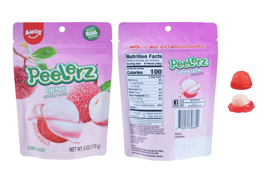 Amos Peelerz Lychee, 6 oz (170 G), made in China