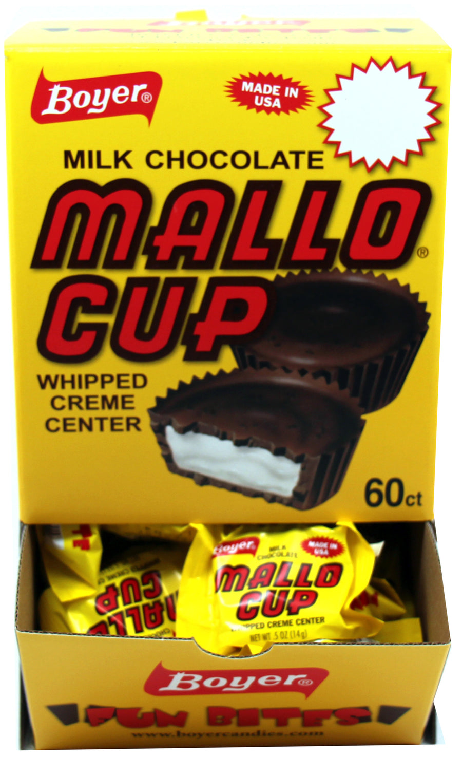 Boyer Changemaker Mallo Cup . bagged candy, 0.50 oz, made in USA