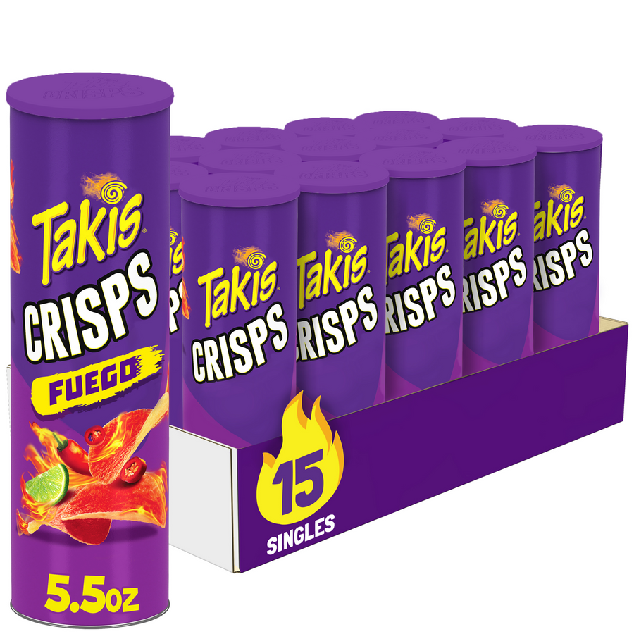 takis fuego crisps hot chili pepper & lime, 5.5 oz, made in Mexico