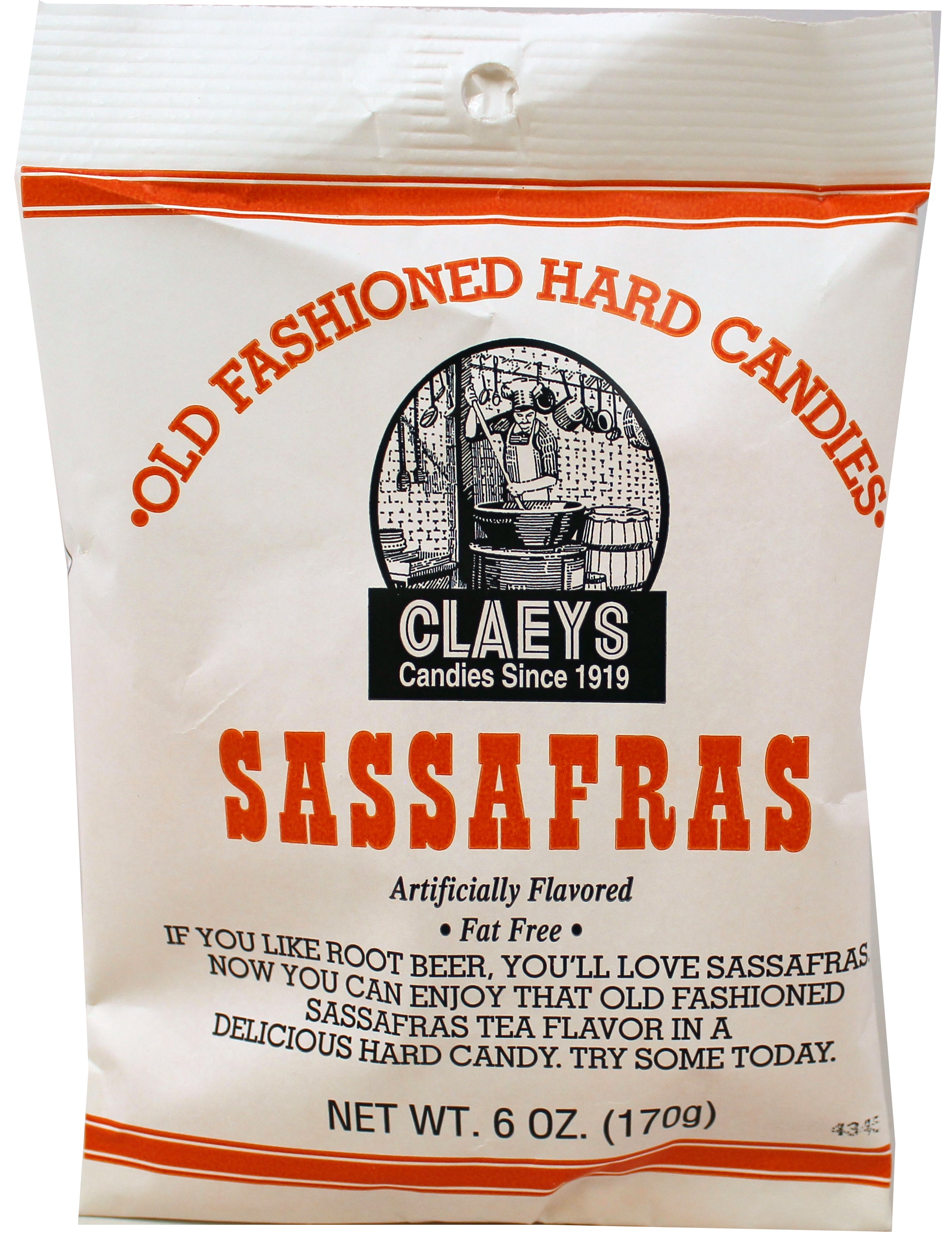 Claey's sassafras old-fashioned hard candy bag, 6 oz, made in USA