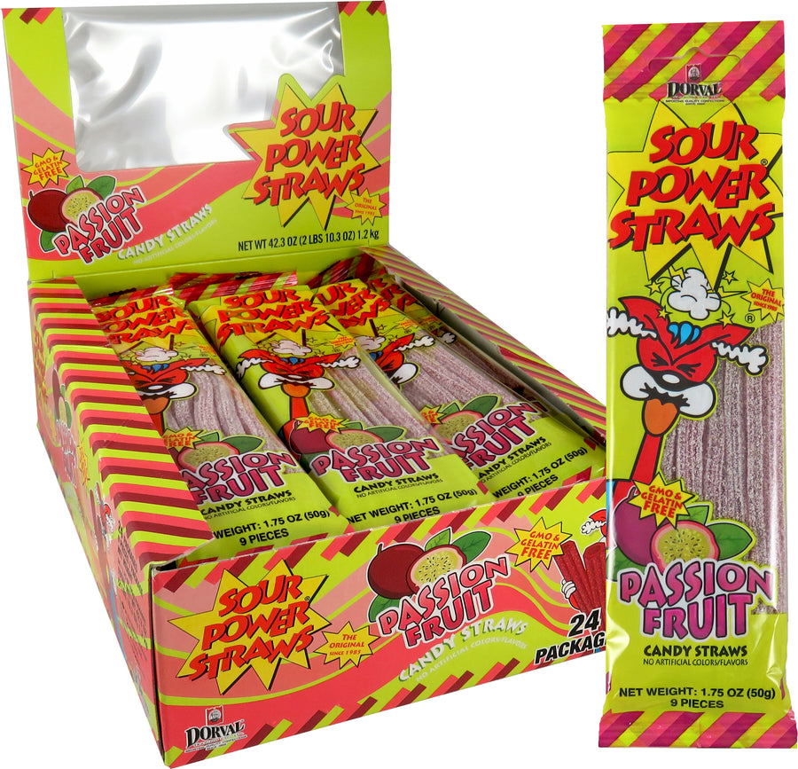 Sour Power Straws Passion Fruit, 1.75 oz (50 g), made in Netherlands