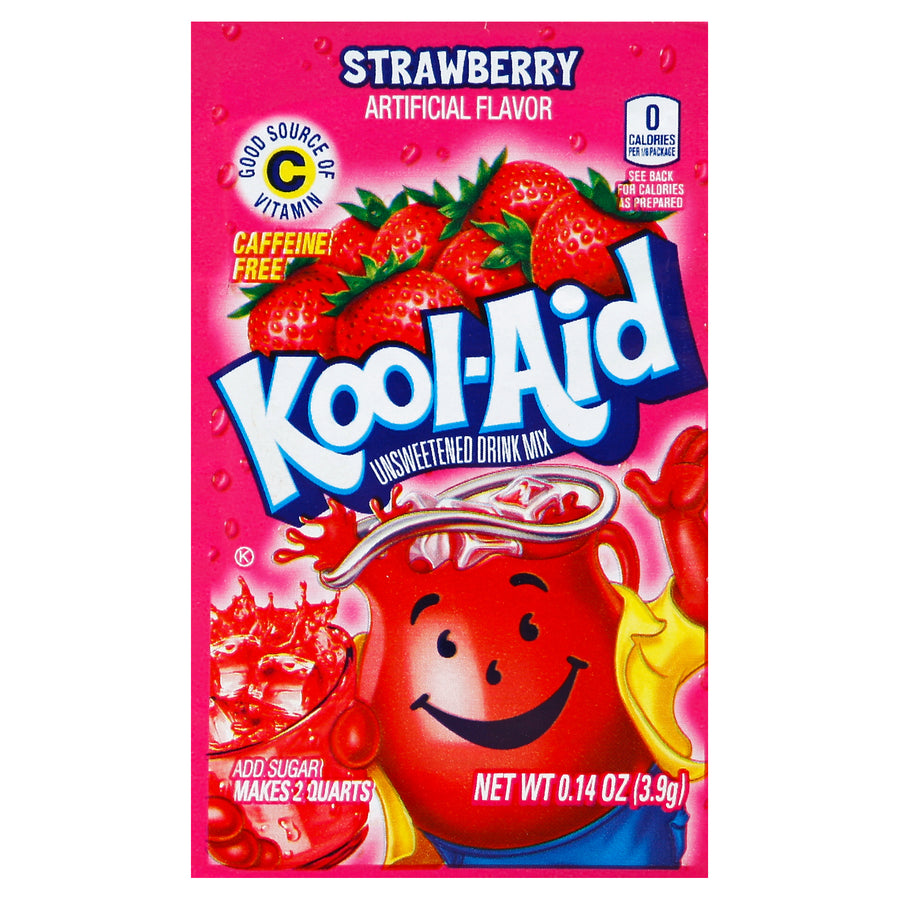 Kool-Aid Unsweetened Strawberry, 0.14 oz (4 g), made in USA