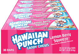 Hawaiian Punch Chews Bar, Lemon Berry Squeeze, 0.8 oz fruit chew, made in USA
