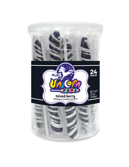 Adams & Brooks Mini Unicorn bubble gum jars, Black, 10 oz box, Mexico