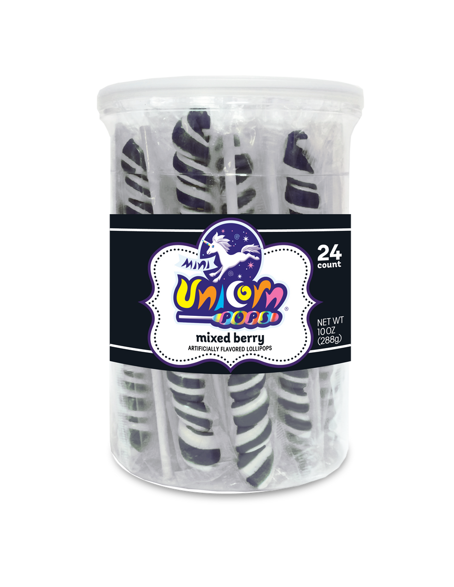Adams & Brooks Mini Unicorn bubble gum jars, Black, 10 oz box, Mexico