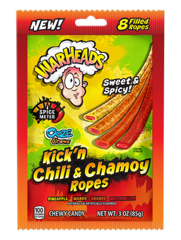 Warheads Kick'n Chili & Chamoy Ropes, 3 oz (85 g), made in Mexico