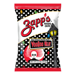 zapp's voodoo heat kettle chip, 2.5 oz, made in the USA