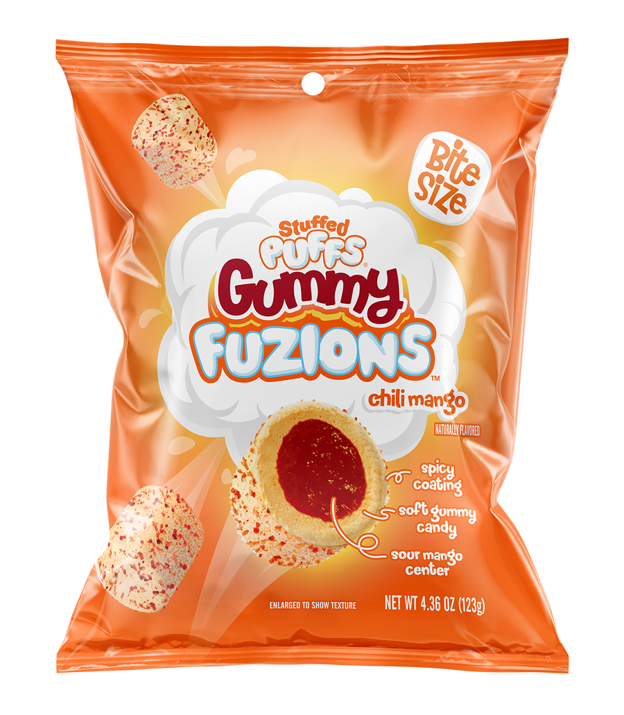 Stuffed Puffs Gummy Fuzions Chili Mango, 4.23 oz (120 g), made in the USA