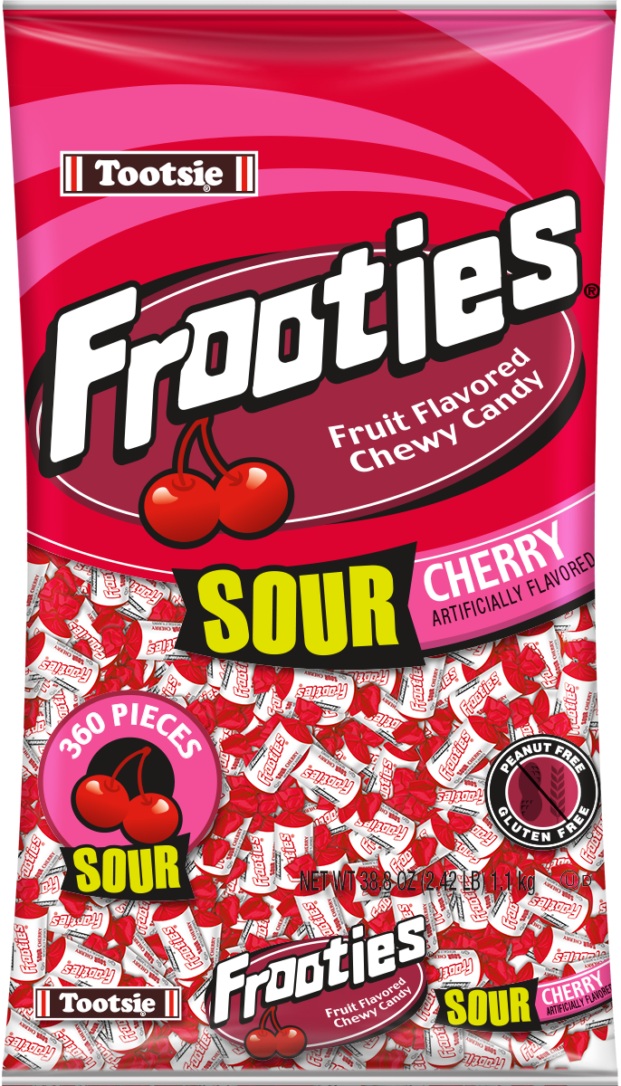 tootsie frooties bag (360 piece) sour cherry, 38.8 oz, made in the USA