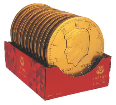Fort Knox Gold Coins Mega Mediallions, case of 12, made in Netherlands