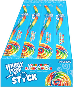 Adams & Brooks Whirly Pop Mega Stick chewy candy, 0.92 oz, made in USA