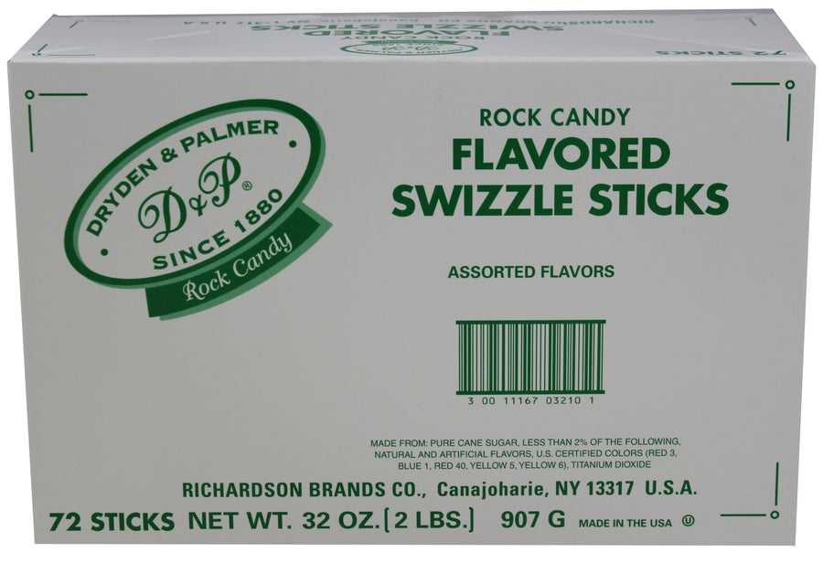 Rose's assorted unwrapped rock candy sticks, 5.75 in 0.35 oz, made in USA