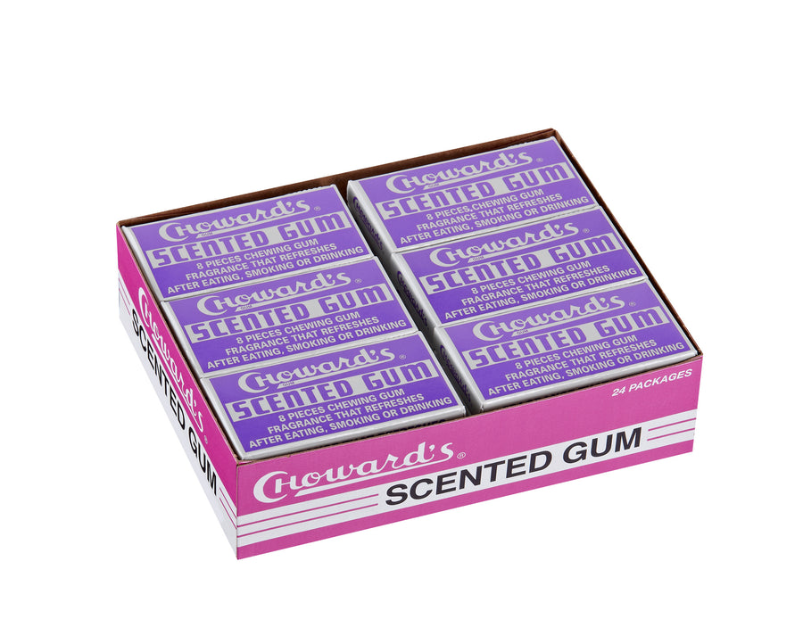 Choward's scented violet chewing gum pack, 0.5 oz, made in USA