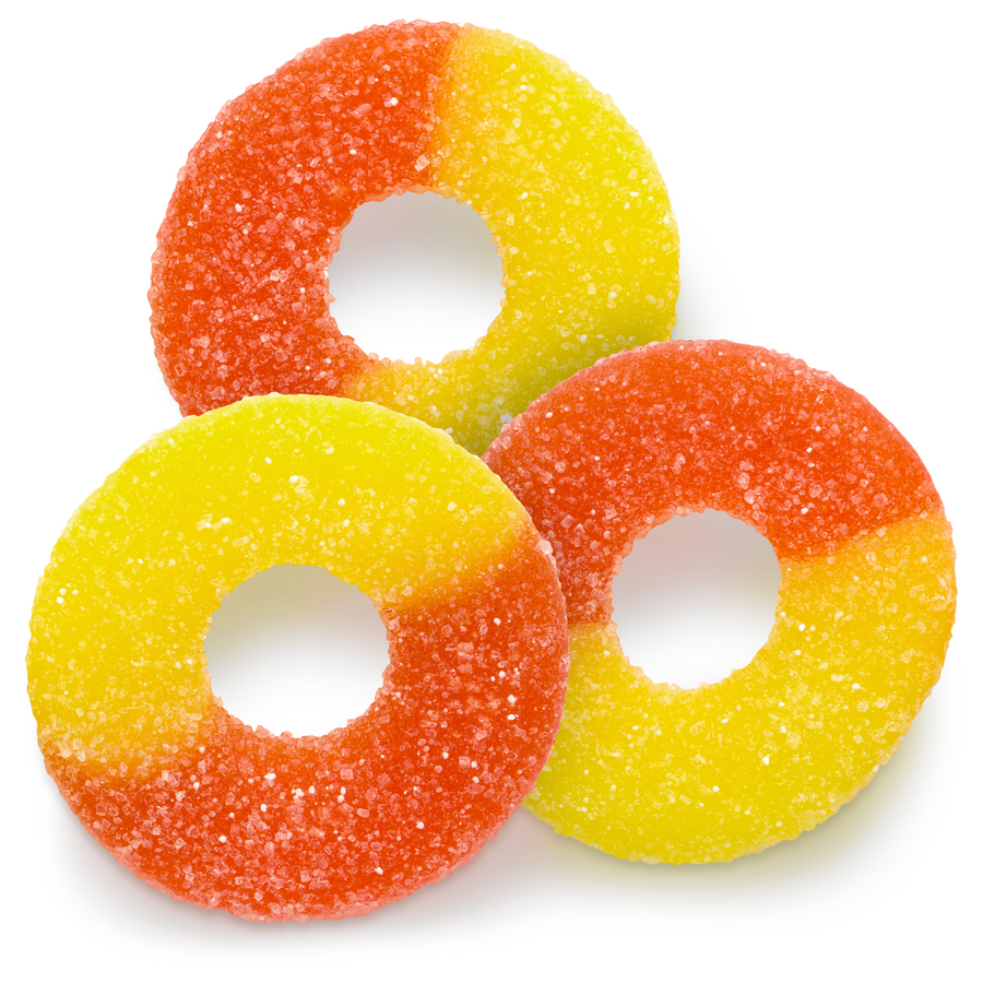 Albanese gummi peach rings bulk candy, 4.5 lb bag, made in USA