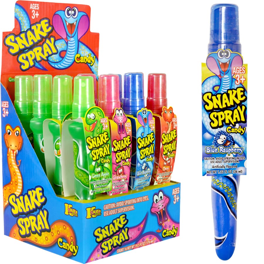 Koko's Snake Spray Display spray candy, 1.22 oz (35 G), made in China