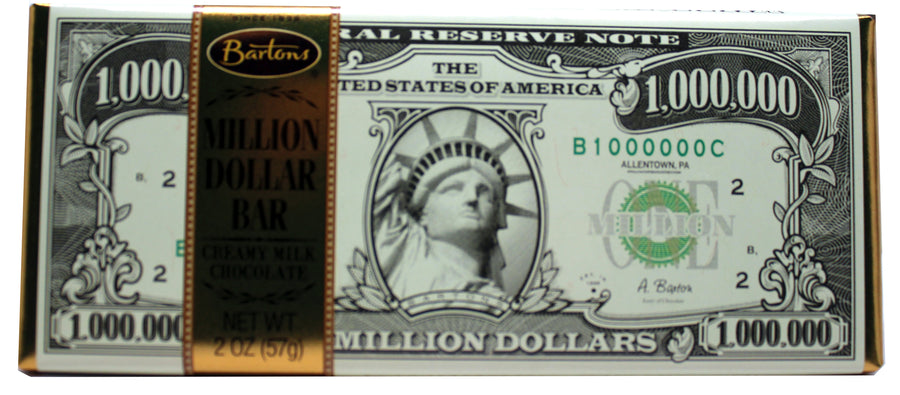 Barton's Million Dollar Milk Chocolate Bar chocolate bars, 2.00 oz, made in USA