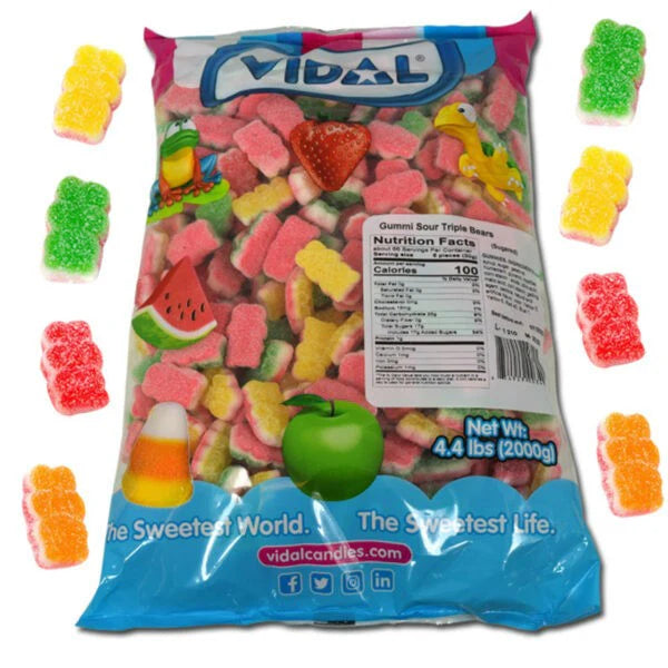 vidal bulk sour triple bears (sugared), 4.4 lb, made in Spain