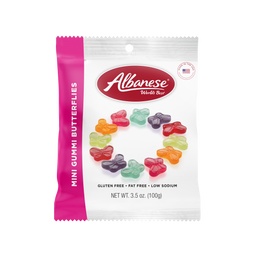 Albanese Mini Gummi Butterflies 3.5 oz peg bag, gummi candy, made in USA