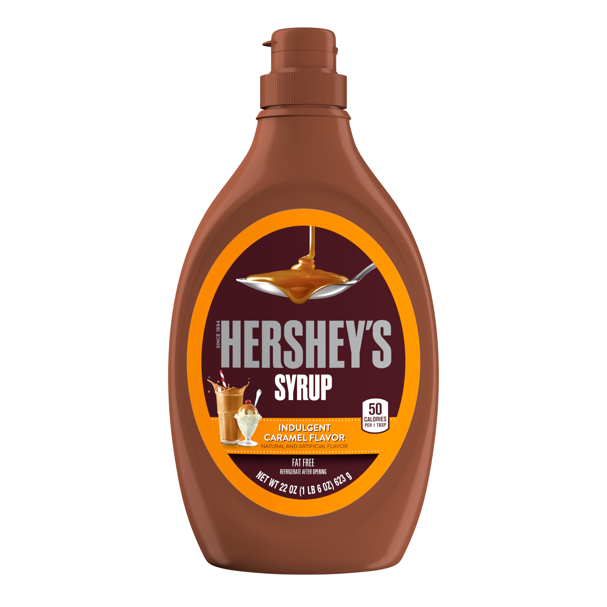 HERSHEY'S Caramel Syrup Bottle, 22 oz (624 g), made in the USA