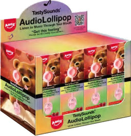 Amos TastySounds Sweet Pop Get This Feeling Audio Lollipop - Cherry, case of 24, made in China