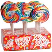 Adams & Brooks Twirl Pop counter display, 1.5 oz swirl lollipops, Mexico