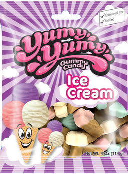 Kervan Yumy Yumy ice cream cone gummies peg bag, 4 oz (113 G), made in Turkey