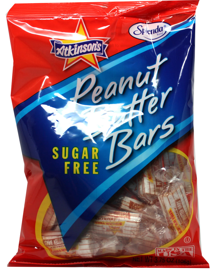 Atkinson Sugar Free Peg Bag Zebra Bars Bite Size candy, 3.75 oz, made in USA