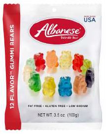 Albanese 12 Flavour Gummi Bears 3.5 oz peg bag, gummi candy, made in USA