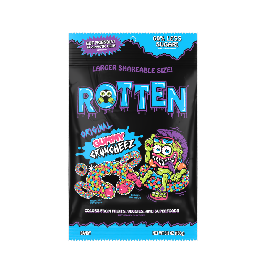 Rotten Original Gummy Cruncheez, 5.3 oz bag, made in Mexico