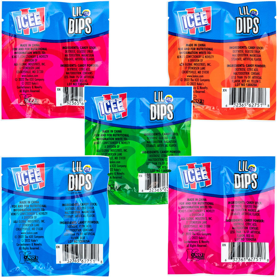 Koko's ICEE Lil' Dips Candy Powder, case pack, made in China