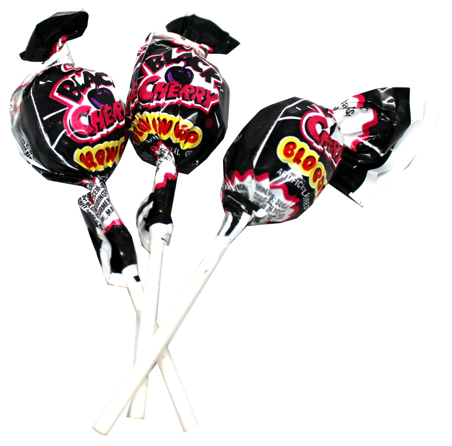 Charms Blow Pop Black Cherry lollipops, made in USA