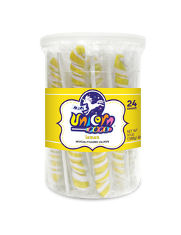 Adams & Brooks Mini Unicorn bubble gum jars, Yellow, 10 oz box, Mexico