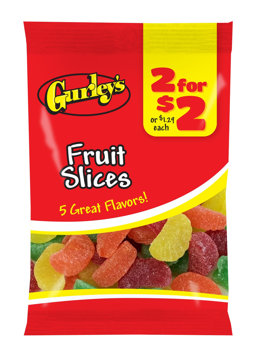 Gurleys Candy Line Fruit Slices, case of 12, made in United States