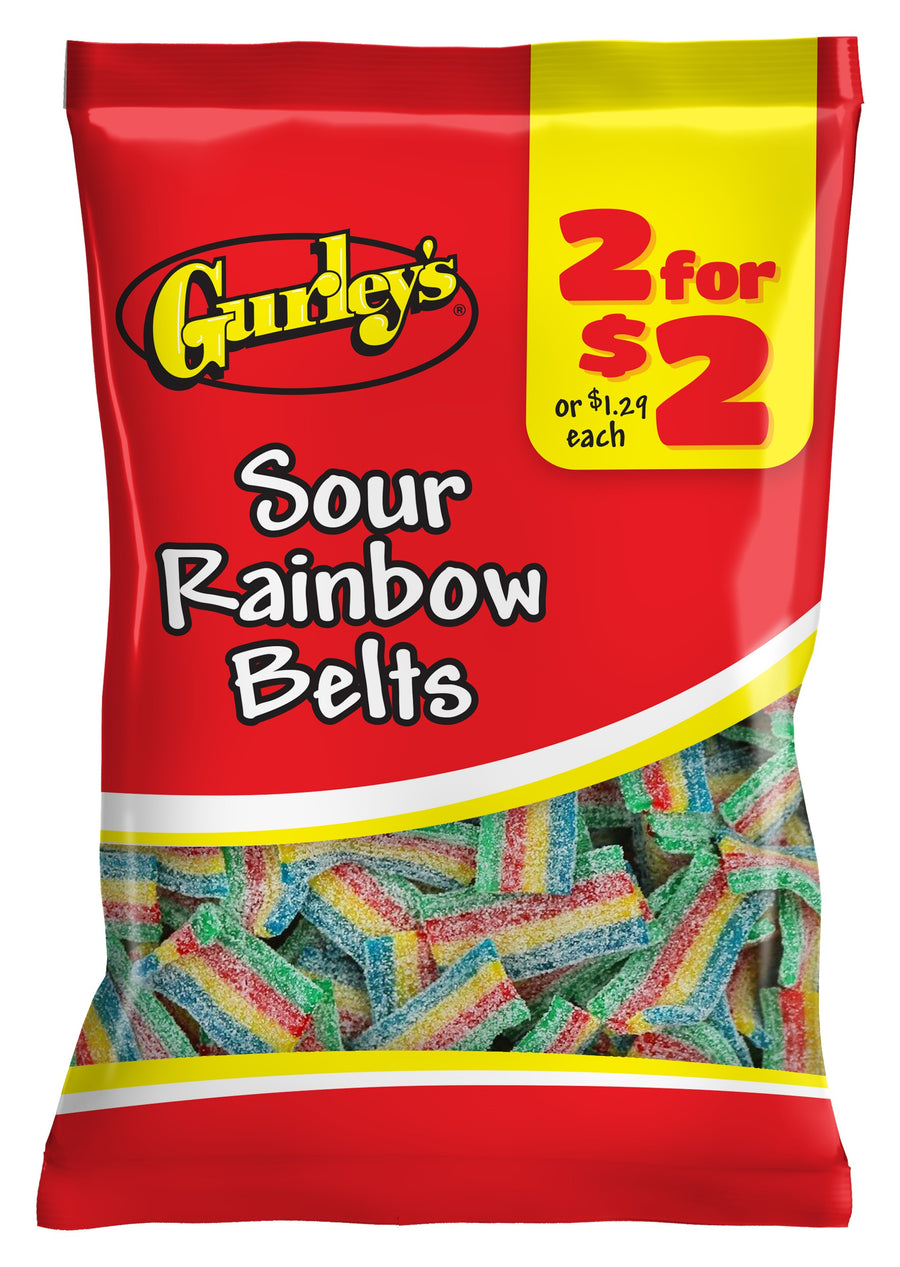 Gurley's Sour Rainbow Belts /, 2 oz (57 g), made in USA