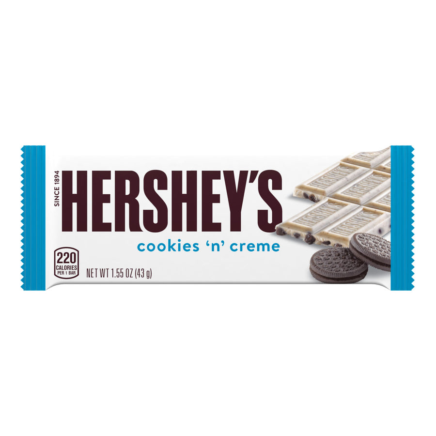 Hershey's Cookies 'n' Creme Standard Bar, 1.55 oz (44 g), made in USA