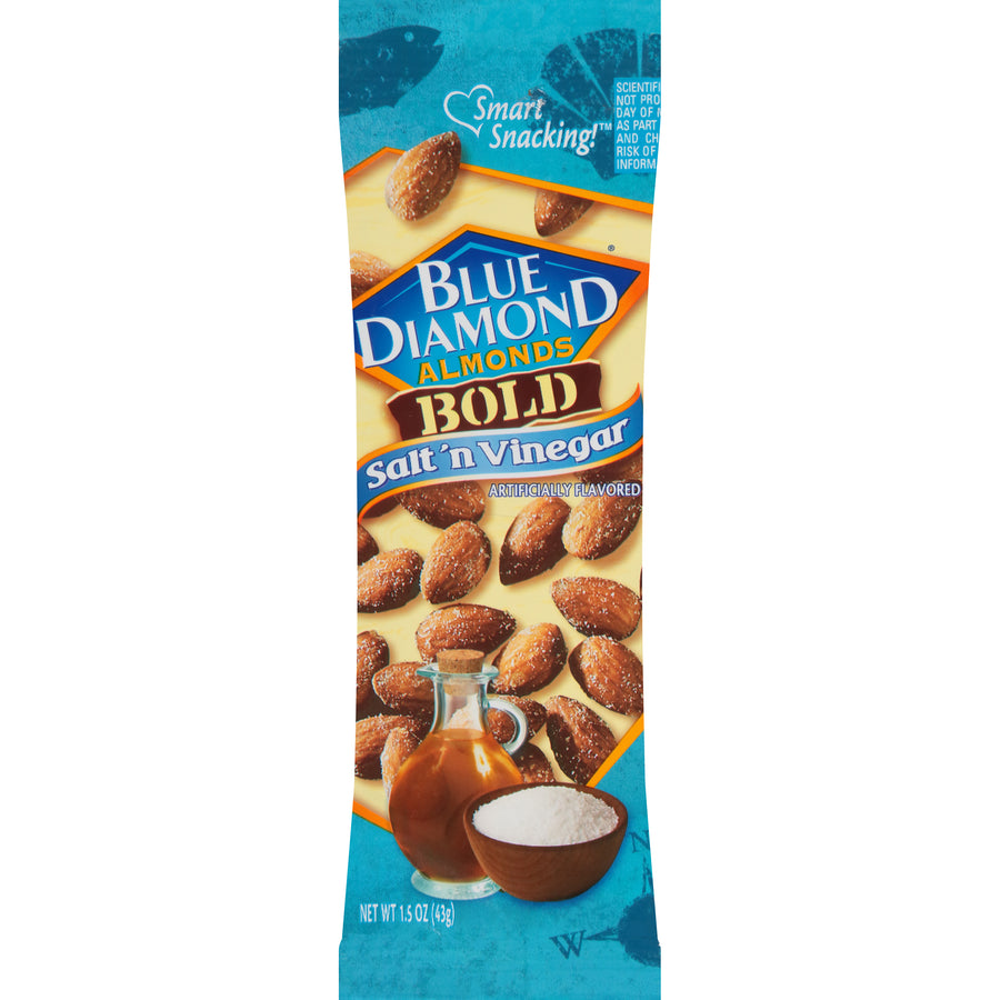 Blue Diamond Tubes Bold Salt and Vinegar Box almonds, 1.5 oz, made in USA
