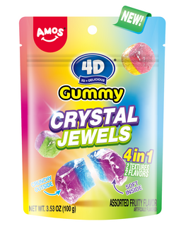Amos 4D Gummy Crystal Jewels, 3.53 oz (100 G), made in China