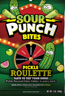 Sour Punch Bites Pickle Roulette, 5.00 oz (142 G), made in USA