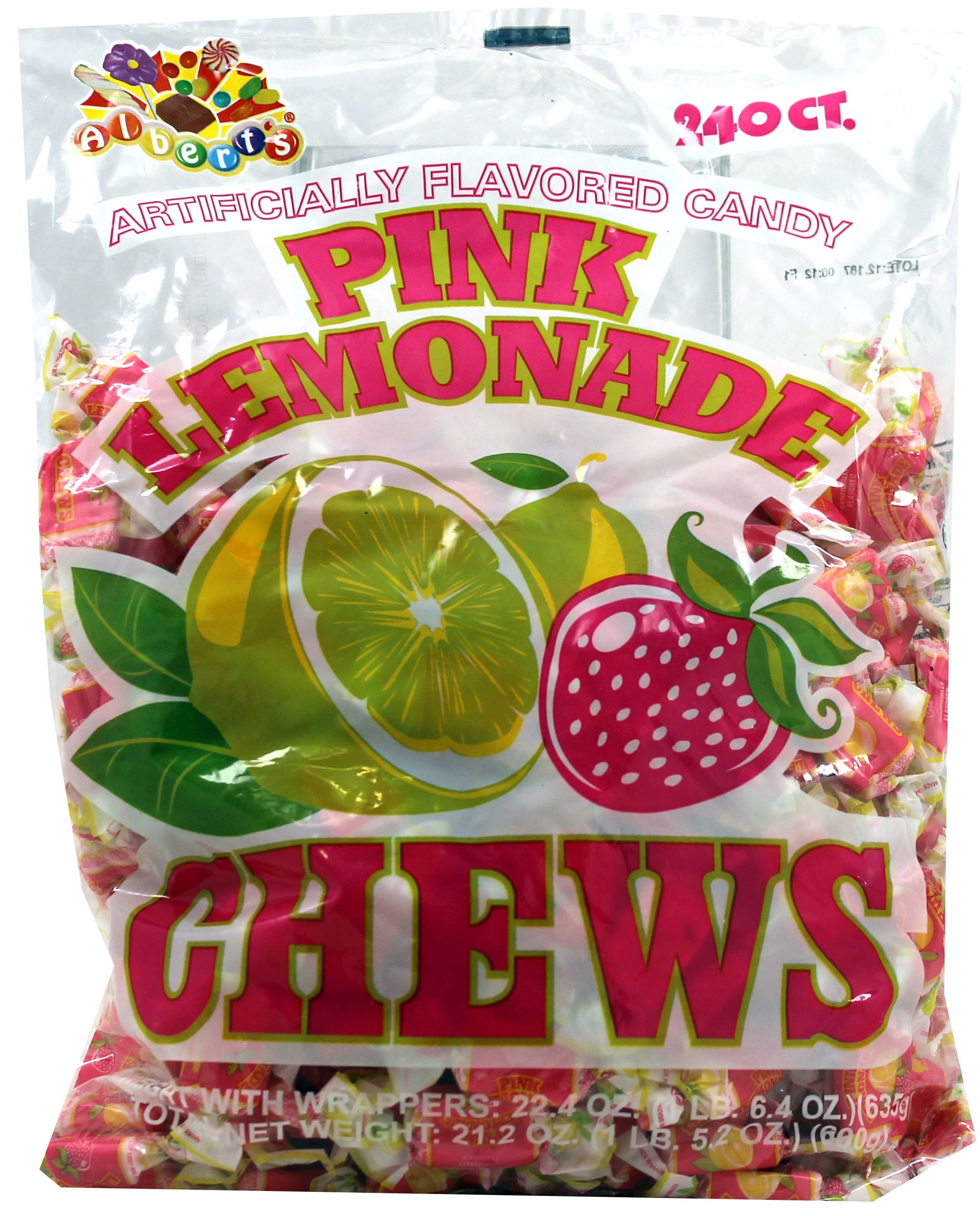 Albert's Fruit Chews Pink Lemonade, 240-count bag, made in Brazil