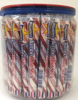 Atkinson Red and White Mint Sticks Jar mints, 0.7 oz, made in USA