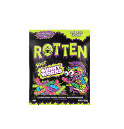 Rotten Sour Gummy Worms, 1.8 oz bag, made in USA
