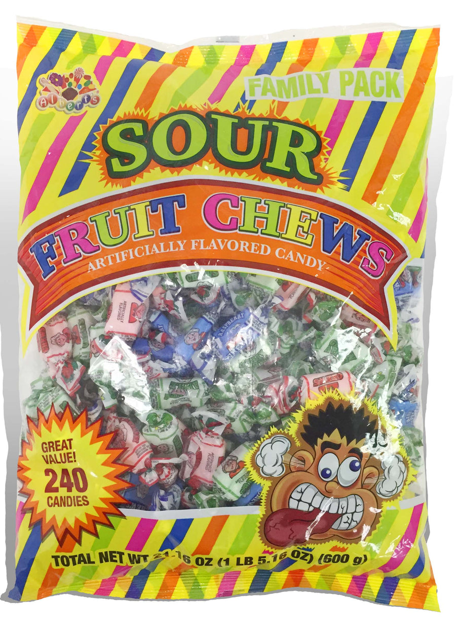 Albert's Fruit Chews Sour Assorted, 240-count bag, made in Brazil